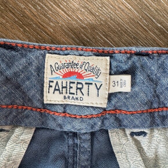 Faherty Tradewinds men's linen blend light blue shorts size 31 - Picture 6 of 12